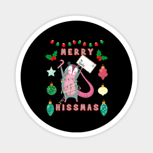 Merry Hissmas Opossum Magnet